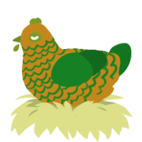 papaya, a ochre and leaf chicken with a lace pattern