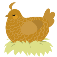 A ochre and gold chicken with a lace pattern