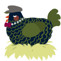 A tumblr and olive chicken with a lace pattern