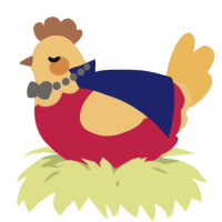 A crimson and honey chicken with a head pattern