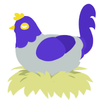ARANDANO, a silver and indigo chicken with a head pattern