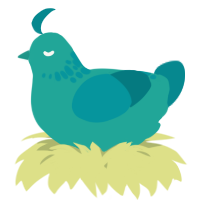A turquoise and teal chicken with a neck-speckle pattern