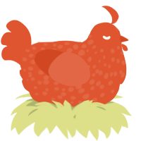 A vermilion chicken with a speckle pattern