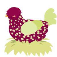 FRESA OSCURA, a maroon and lemon chicken with a speckle pattern