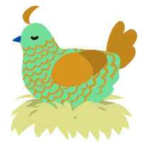 A spring and ochre chicken with a lace pattern