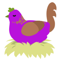Unpleasant Palette, a amethyst and brown chicken with a neck-speckle pattern