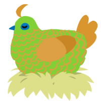 A grass and orange chicken with a lace pattern