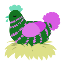 A leaf and orchid chicken with a bar pattern