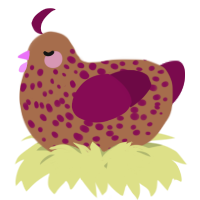 A brown and wine chicken with a speckle pattern