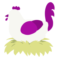 Seraphine, a white and plum chicken