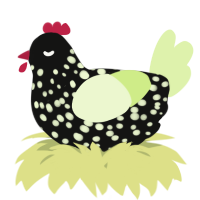 A black and apple chicken with a speckle pattern