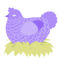 A lilac chicken with a lace pattern