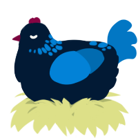 A tumblr and sapphire chicken with a neck-speckle pattern