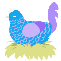A sky and lilac chicken with a lace pattern