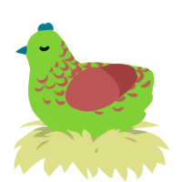 A grass and red chicken with a half-lace pattern