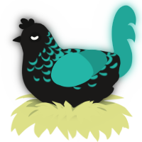Lamp, a sable and turquoise chicken with a half-lace pattern