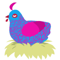 (unnamed), a sky and fuchsia chicken with a double-lace pattern