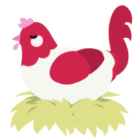 A white and crimson chicken with a head pattern