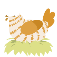 Butterscotch, a cream and orange chicken with a bar pattern