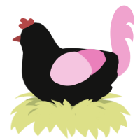 midnight rose, a black and pink chicken