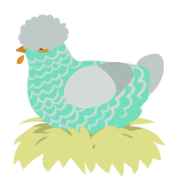 A mint and silver chicken with a lace pattern