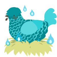 A teal and aqua chicken with a lace pattern