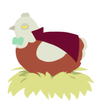 Ultraman, a red and silver chicken with a head pattern