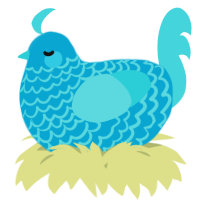 A cerulean and aqua chicken with a lace pattern