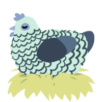A maroon and beige chicken with a lace pattern