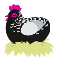 A sable and mist chicken with a half-lace pattern