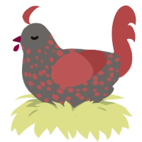 my demons, a grey and red chicken with a speckle pattern