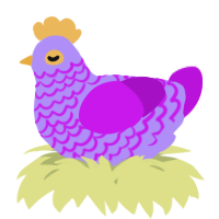 A lilac and amethyst chicken with a lace pattern