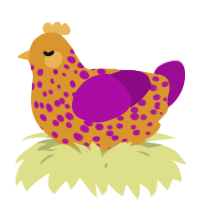 A orange and plum chicken with a speckle pattern