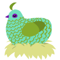 brett, a mint and chartreuse chicken with a lace pattern
