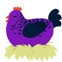 A violet and tumblr chicken with a half-lace pattern
