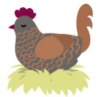 A grey and brown chicken with a lace pattern