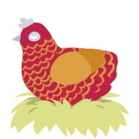 Cour, a crimson and orange chicken with a lace pattern