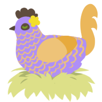 Rapunzel, a lilac and honey chicken with a lace pattern