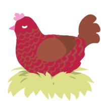 A crimson and russet chicken with a lace pattern