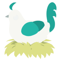 A white and turquoise chicken