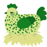 A lemon and leaf chicken with a speckle pattern