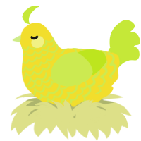 A yellow and lime chicken with a lace pattern