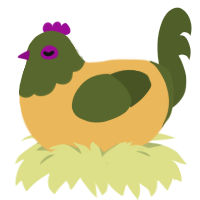cool guy, a honey and olive chicken with a head pattern