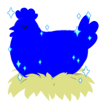 A ultramarine chicken with a lace pattern