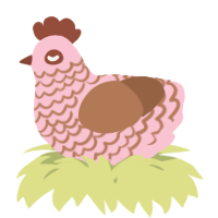 A rose and brown chicken with a lace pattern