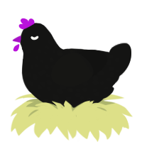 VOID, a black chicken with a speckle pattern