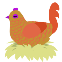 Sandra Loam, a gold and vermilion chicken with a lace pattern
