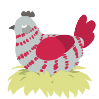 A silver and crimson chicken with a bar pattern