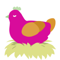 A fuchsia and orange chicken