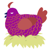 A plum and red chicken with a lace pattern